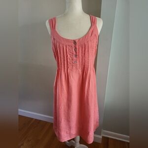 Malvin Women US 10 Large Linen Sleeveless‎ Side Zipper Pintuck Knee Length Dress